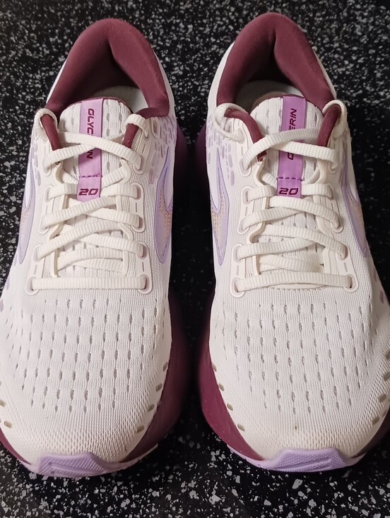 Brooks Shoes - Brooks Glycerin 20 Running Shoes - White, Lilac & Burgandy, Size 8.5